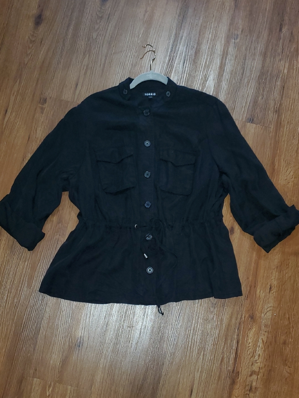 Torrid Black Utility Drawstring Waist Jacket
